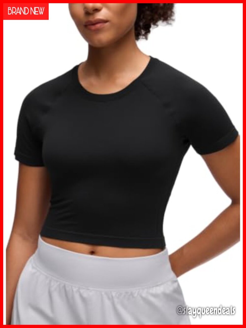 Seamless Cropped Breathable T-Shirt for Running & Training